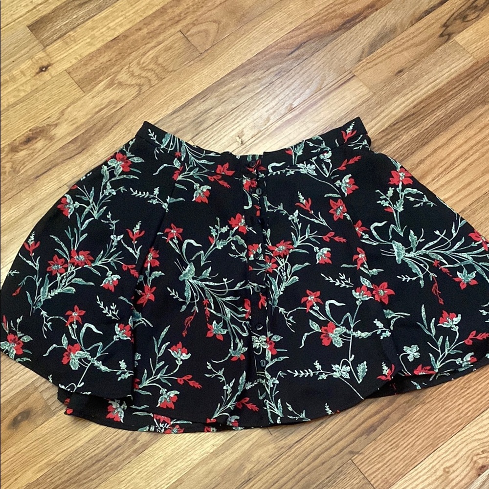 Floral Black Skirt